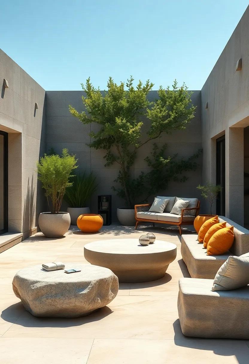 Natural Stone Seating: Benches carved from natural stone, blending ​into ​their ‍surroundings⁣ and providing durable, artistic ⁣seating options