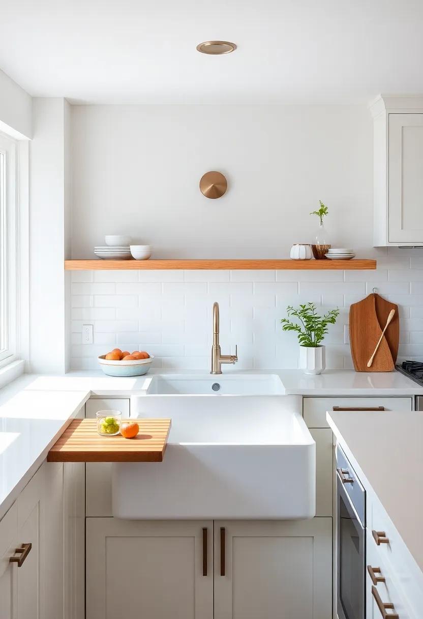 Multifunctional Space:⁤ This cleverly designed⁢ kitchen‌ incorporates a large farmhouse sink with a built-in⁢ cutting board, making meal prep efficient ‍and stylish