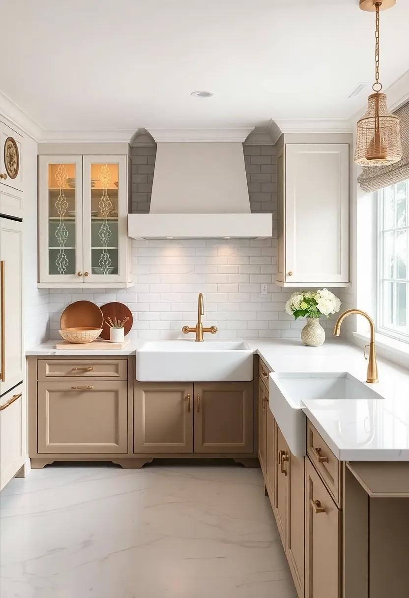 Timeless Touch: Featuring ornate⁤ cabinet details, ‌this kitchen’s farmhouse sink adds a touch of​ timelessness that enhances ⁤the⁣ overall luxurious feel