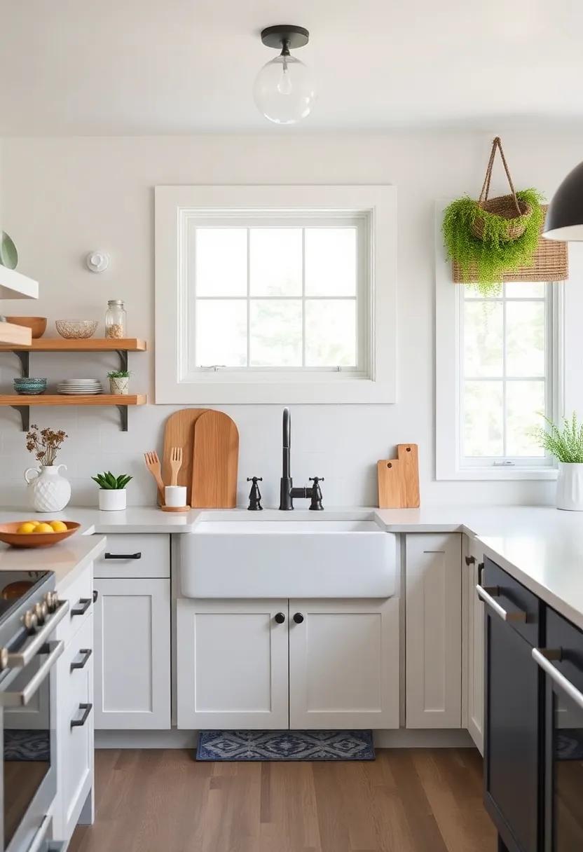 Personalized Touch: Fun decor ⁣and a custom farmhouse sink in an eclectic kitchen show how personal style ‍transforms ⁢a modern farmhouse aesthetic into a unique haven