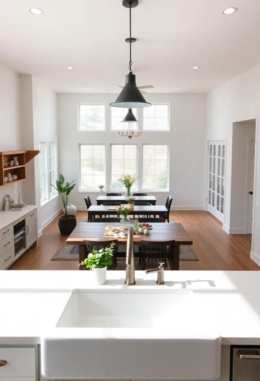 Open‌ Concept Bliss: A⁤ spacious ⁤kitchen and living area merge seamlessly⁣ with a stylish farmhouse sink that serves as a⁢ centerpiece for social gatherings