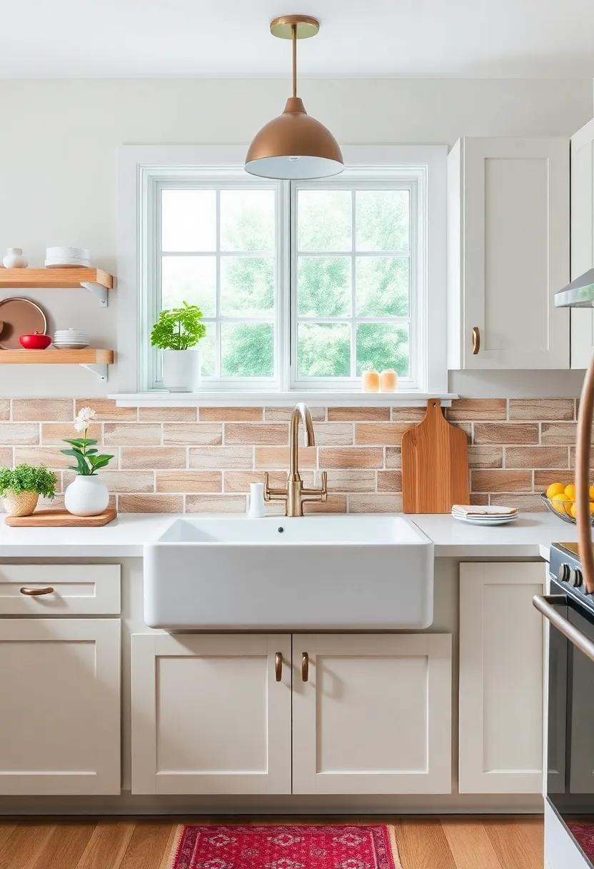 Chic Vintage: This​ design incorporates a⁢ distressed farmhouse sink with elegant gold fixtures, creating a harmonious blend of ⁢vintage charm and modern luxury