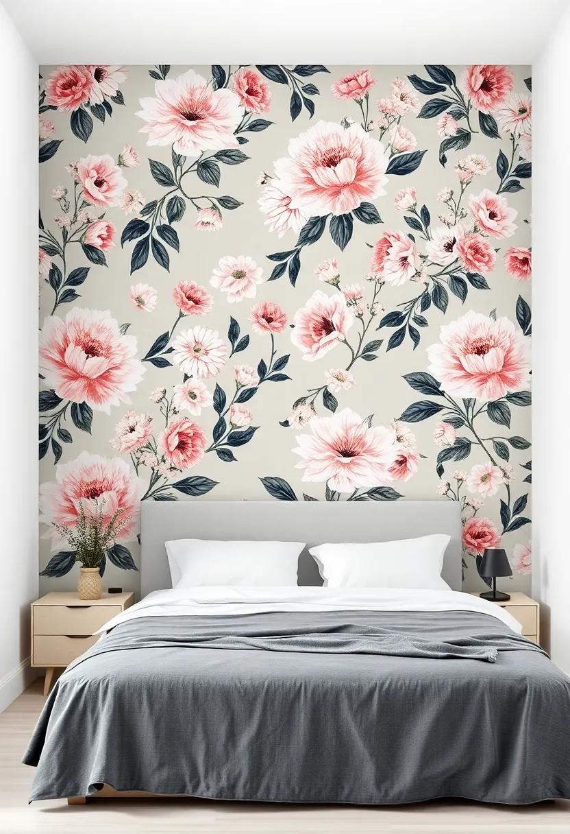 Blending⁤ floral Wallpaper With Artwork to Craft a Unique Bedroom⁣ Vibe