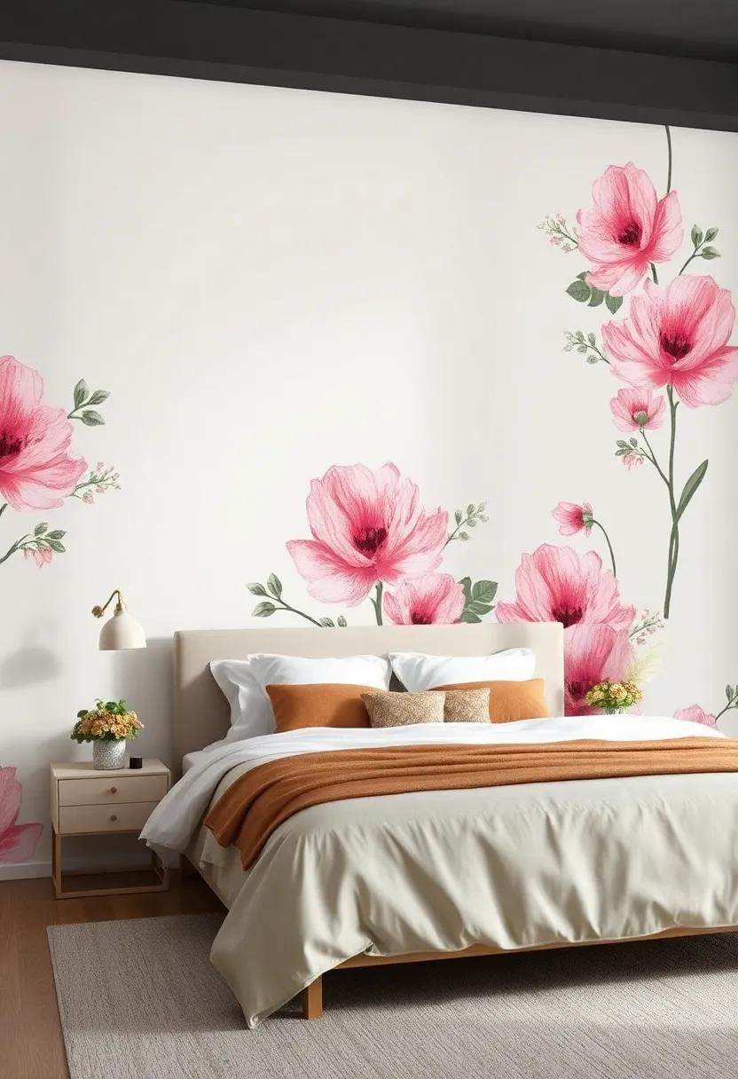 Creating a Focal Point in Your Bedroom ⁣Using ⁣Striking Floral⁢ Wallpaper‌ Designs