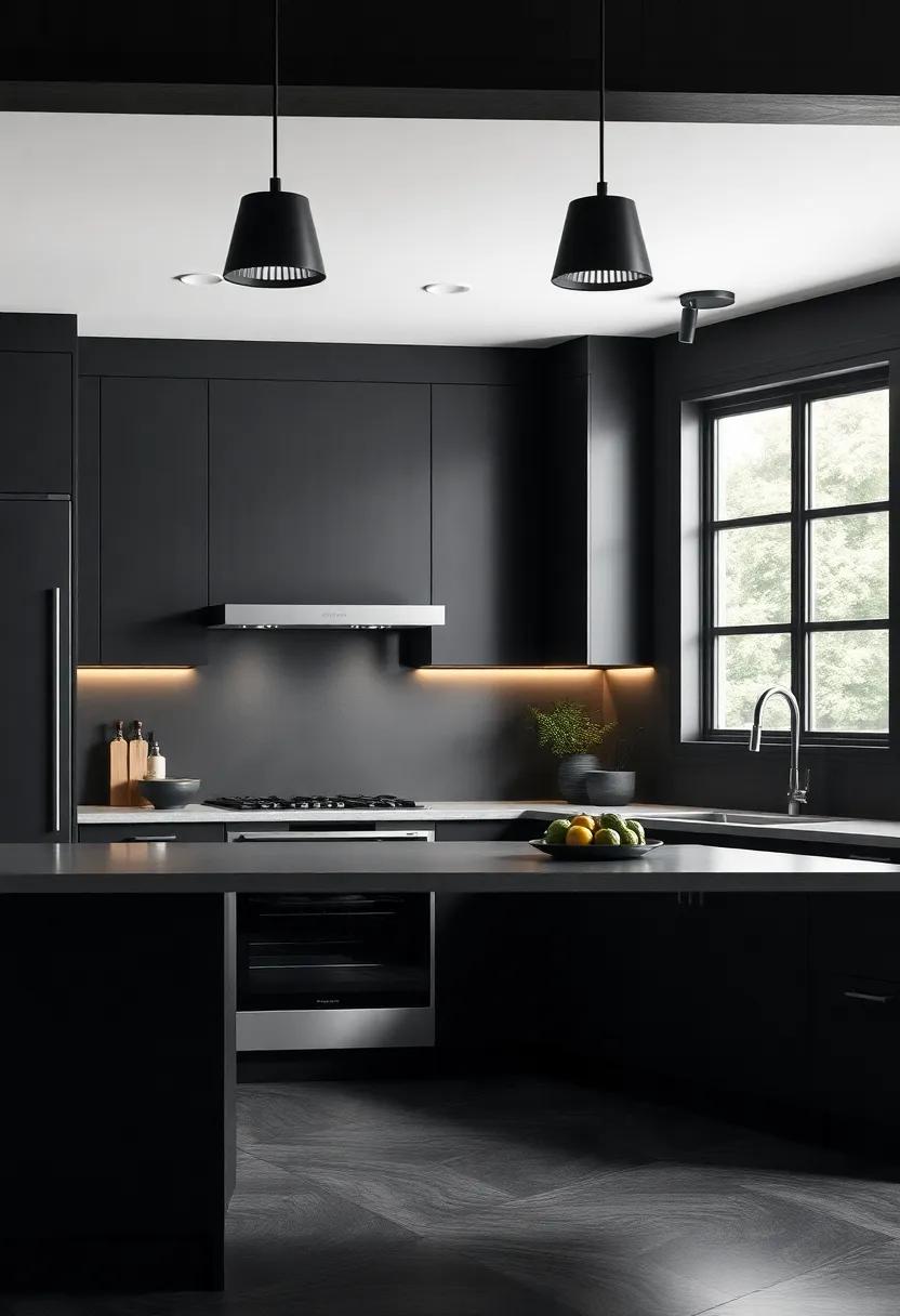 Dark and Moody Vibes: ‌Embrace dark⁤ cabinetry in shades of black ⁢or charcoal to evoke a modern, dramatic atmosphere in⁢ your culinary ‍space
