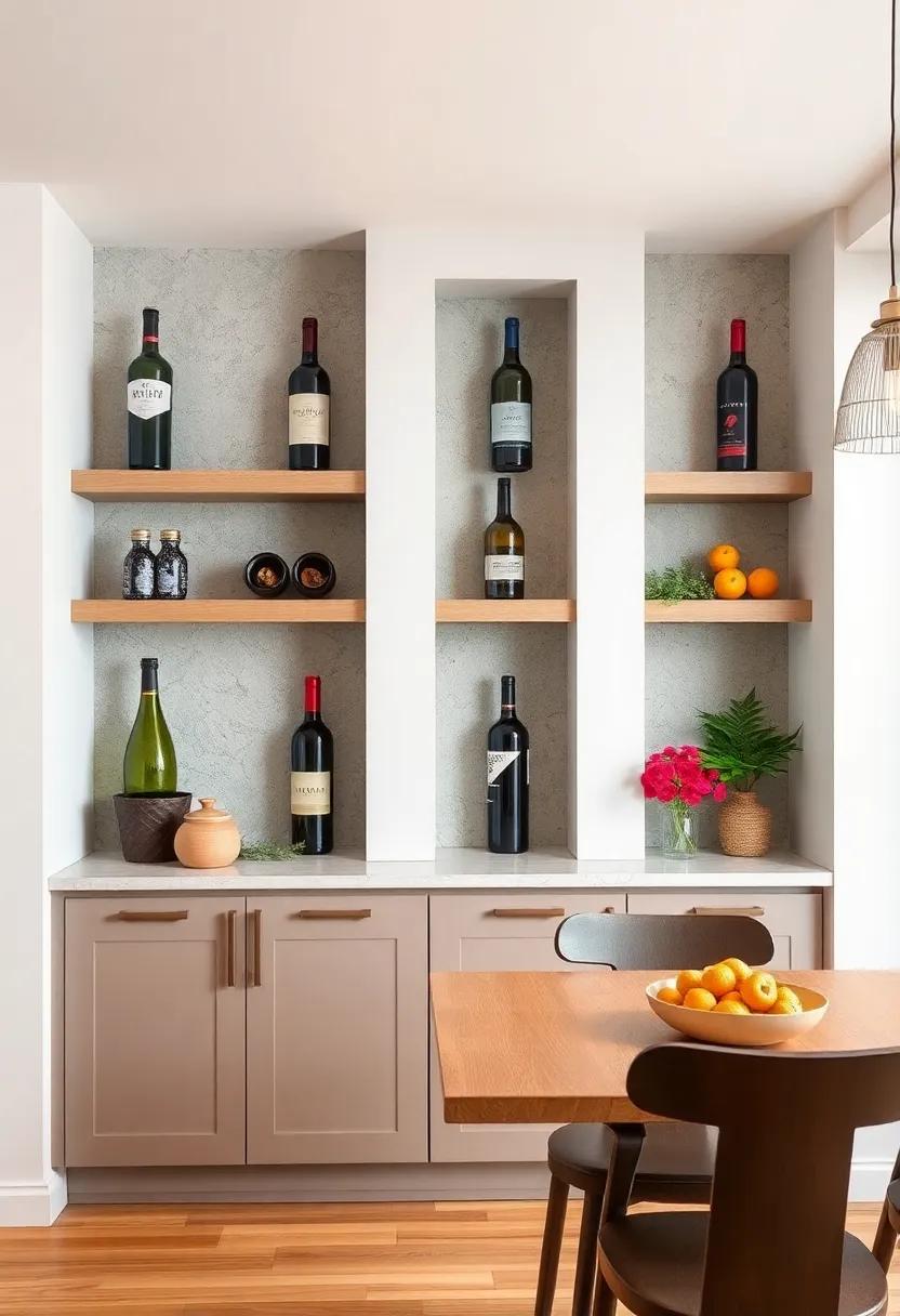 Rustic Wine Bottles: Use empty wine bottles as artistic decor by arranging them on⁣ shelves​ or⁢ inside a shadow box, ⁣adding a touch ‌of rustic charm to your kitchen ⁣space