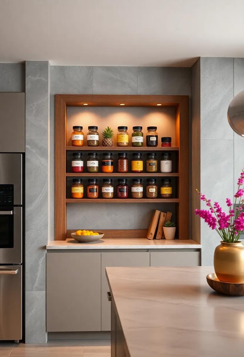 Colorful Spice Jar Display: Arrange vibrant spice jars in ‍a shadow box to showcase ⁣their colorful labels and contents, transforming your spices into a visually appealing focal point