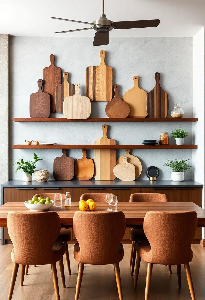 Stylish ‌Serving Boards⁣ Display: Arrange an​ assortment of wooden serving boards or cutting boards as wall art,adding a warm,rustic feel to⁣ your kitchen while providing functional decor