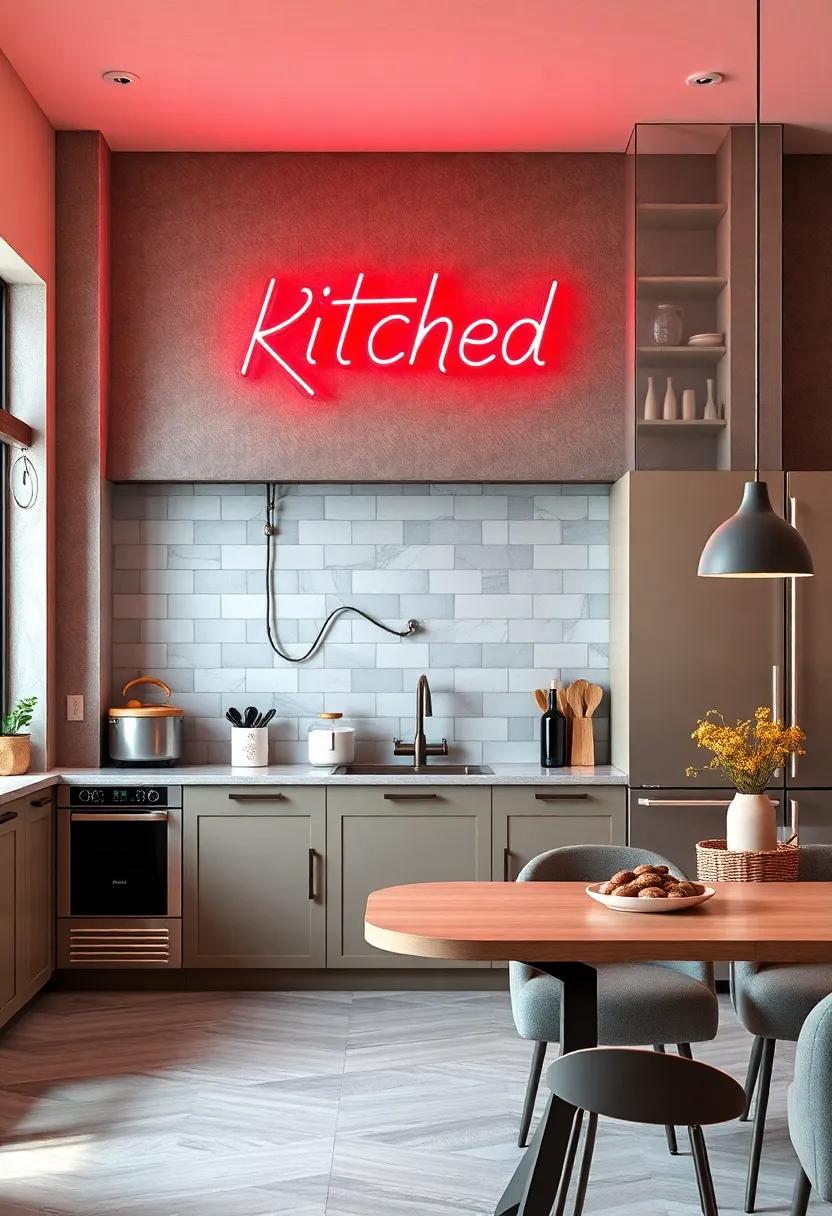 Neon Signs with Food Puns: Brighten your kitchen with fun and‍ quirky ⁢neon signs‌ featuring food⁢ puns, adding humor and ⁢a ‍splash of color to your culinary space