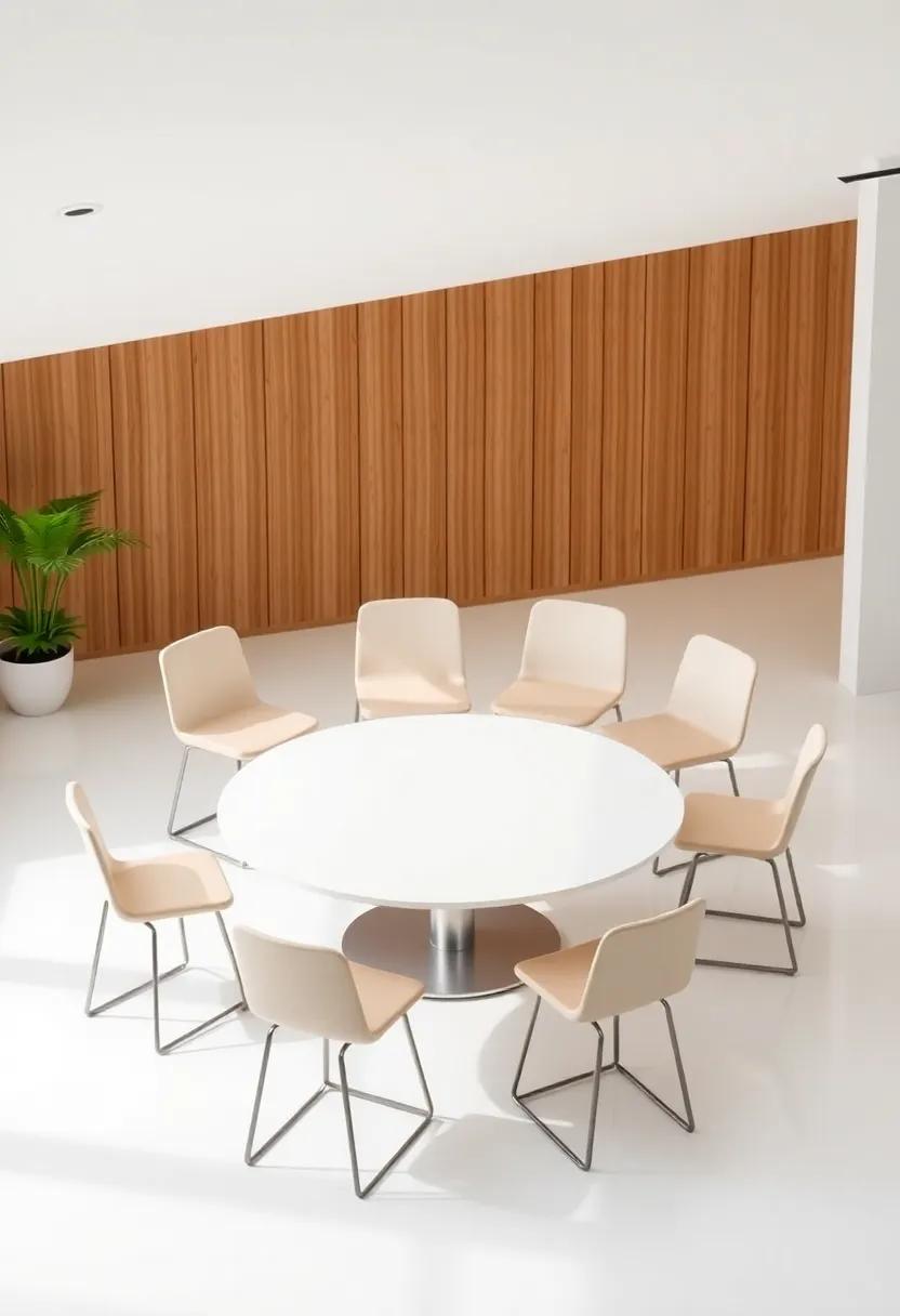 Contemporary Circular Tables Encouraging Interaction in Workspaces