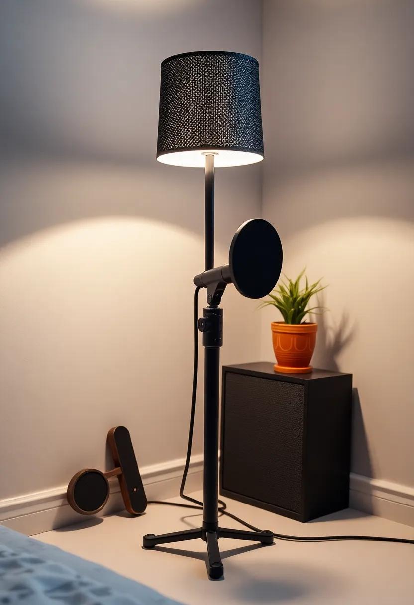 creative Mic Stand: use an adjustable microphone​ stand as⁤ a modern lamp or display holder for photographs or small plants