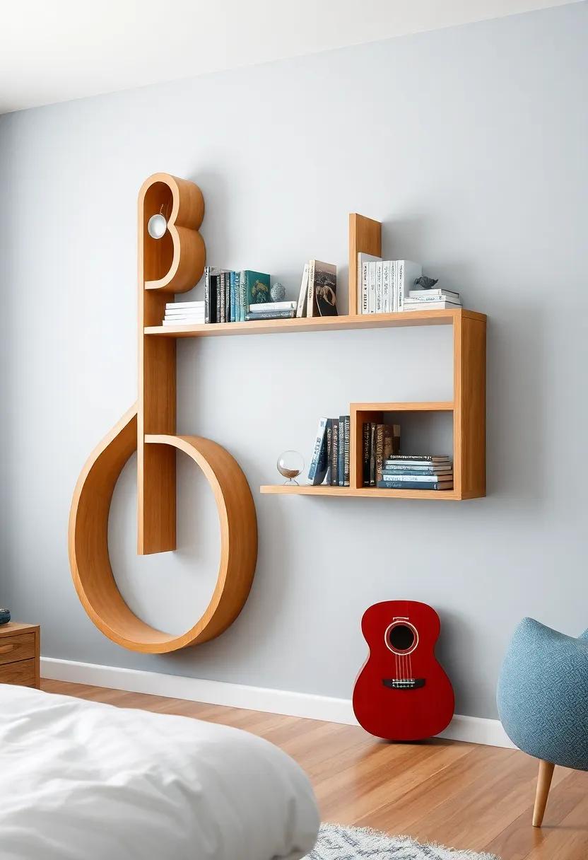 DIY Music ‍Shelves: ​Create bookshelves shaped like musical notes or instruments to organize books and collectibles with a creative twist