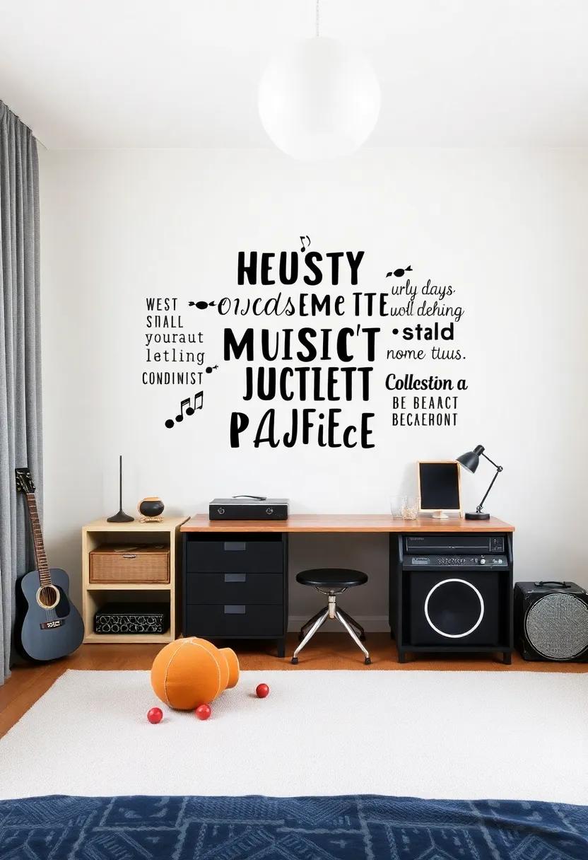 Musical Motto Decals: Apply wall decals⁤ with inspiring music quotes or lyrics to motivate and energize the space