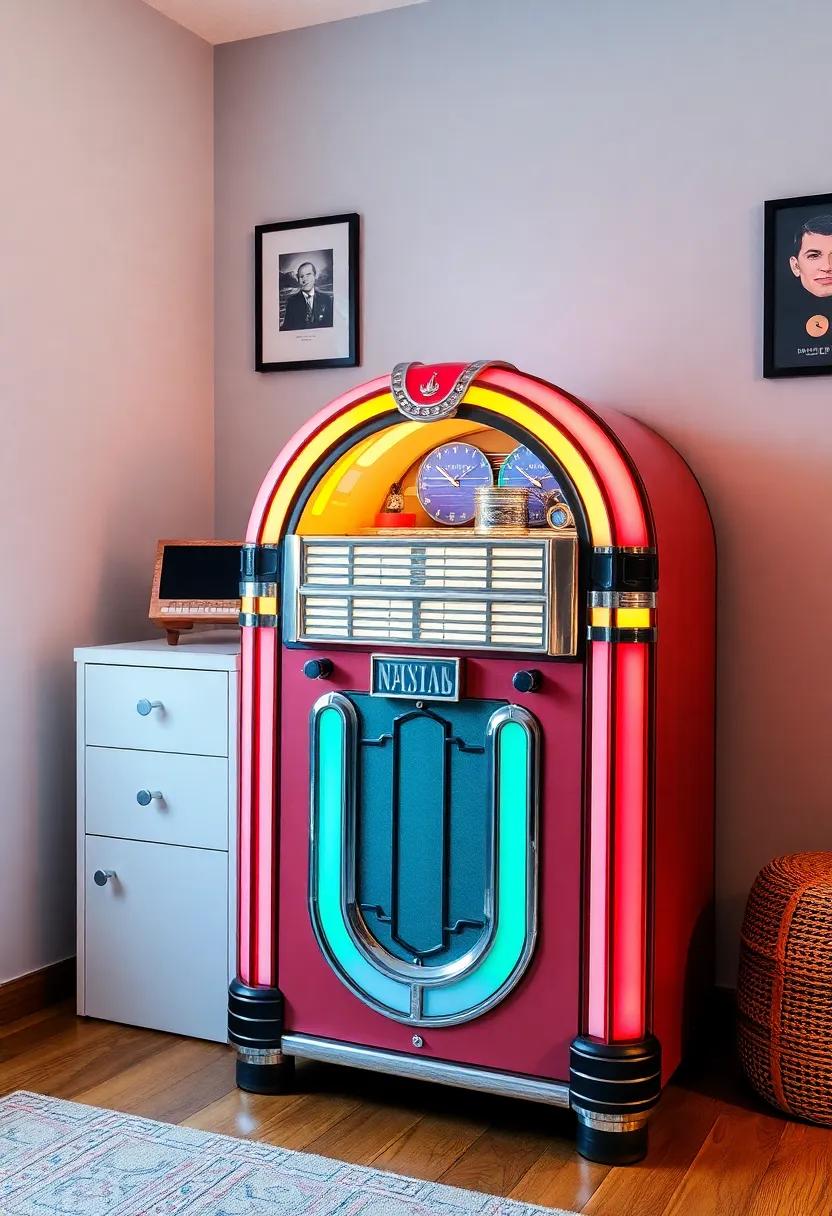 Vintage Jukebox: Incorporate a small vintage jukebox or a modern replica for a fun touch that serves as entertainment
