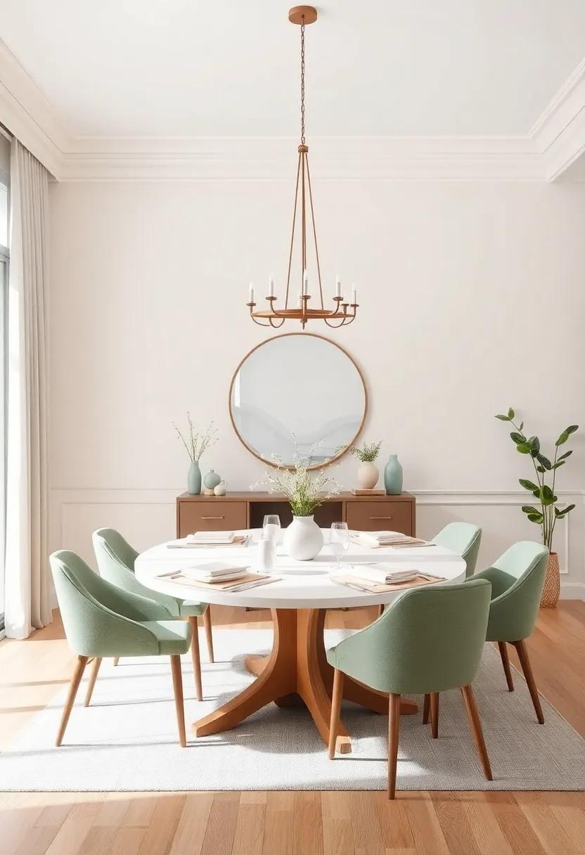 Soft Cream and‍ Sage Green: Embrace ‍the calming essence of nature with a delicate blend of soft cream walls accented by sage green textiles, creating a serene dining ⁣atmosphere