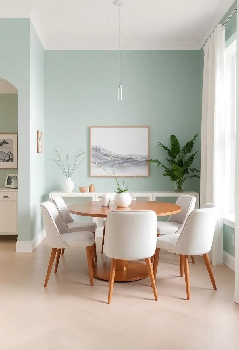 Soft Mint and Cream: Add a modern touch with ​soft mint walls balanced by cream accents, creating an airy‍ and inviting⁢ dining environment