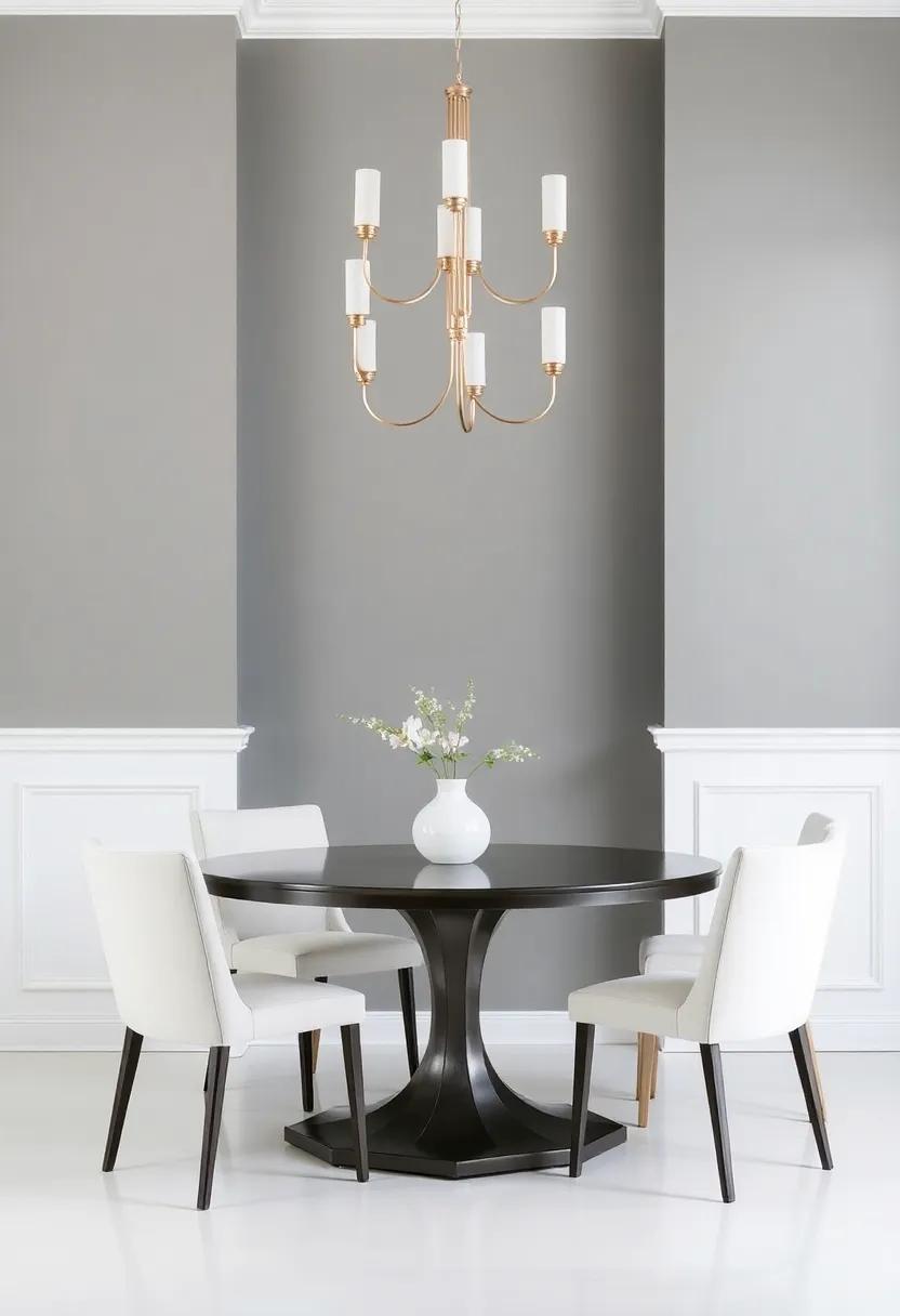 Cool Gray and Bright White: Harness the power⁣ of⁢ contrasts with​ cool gray walls and bright white trim, establishing ‍a ⁤chic and⁤ polished dining atmosphere