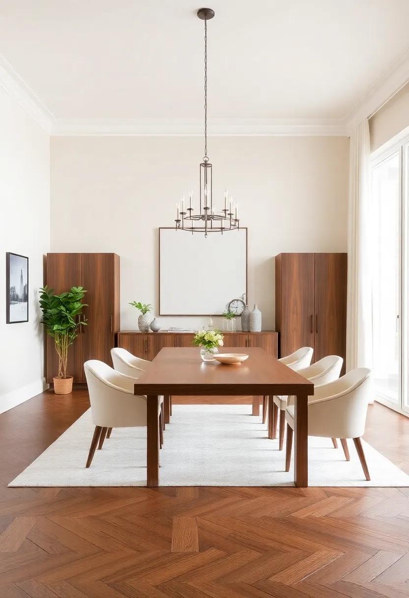 Rich ‍Walnut⁢ and‍ Cream: Blend⁣ rich ‌walnut finishes with ⁢cream walls for an upscale dining room that celebrates ‍classic sophistication