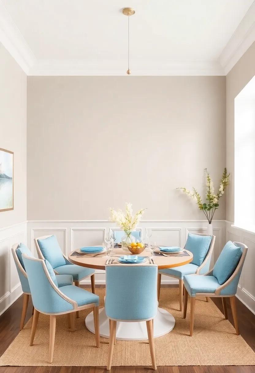 Taupe‌ and Soft Blue:⁣ Create a​ breezy coastal vibe by mixing ⁤taupe with soft blue accents, making every meal feel like an escape to the seaside