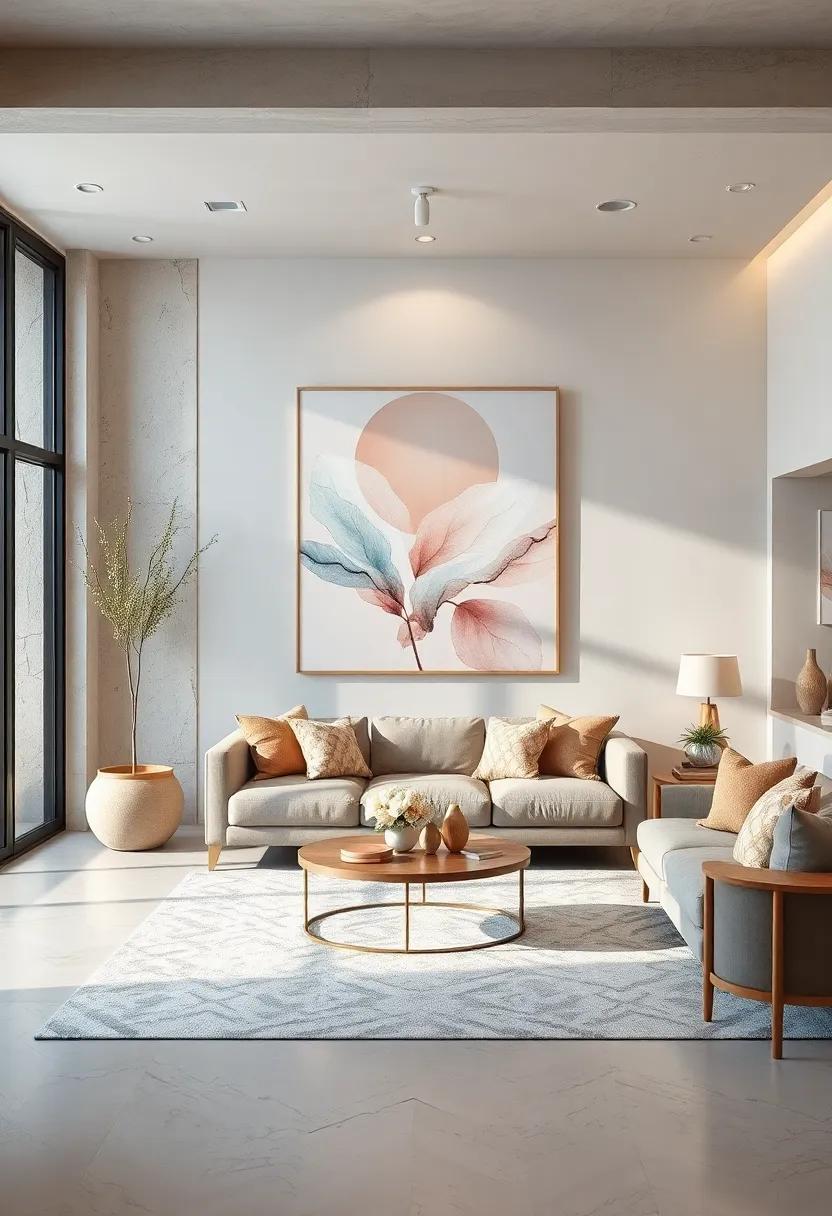 the delicate interplay of soft pastels and ⁤warm whites in this​ piece ​captures the essence of light and shadow, providing a​ soft contrast to bold decor elements
