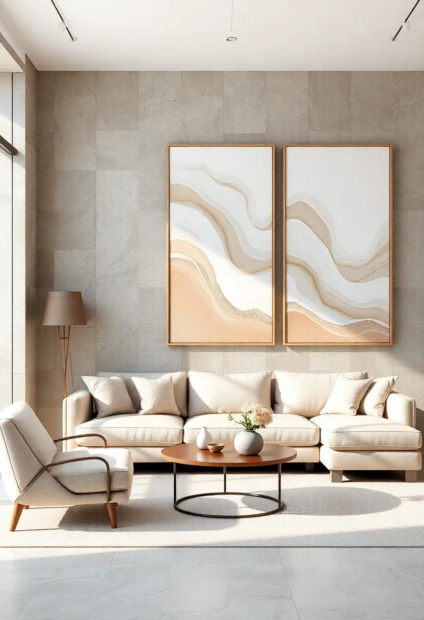 Fluid strokes of⁣ sand and‌ off-white evoke the gentle‍ motions ‍of ⁣waves, crafting a calming‌ atmosphere⁤ perfect for a‍ coastal-inspired⁣ home
