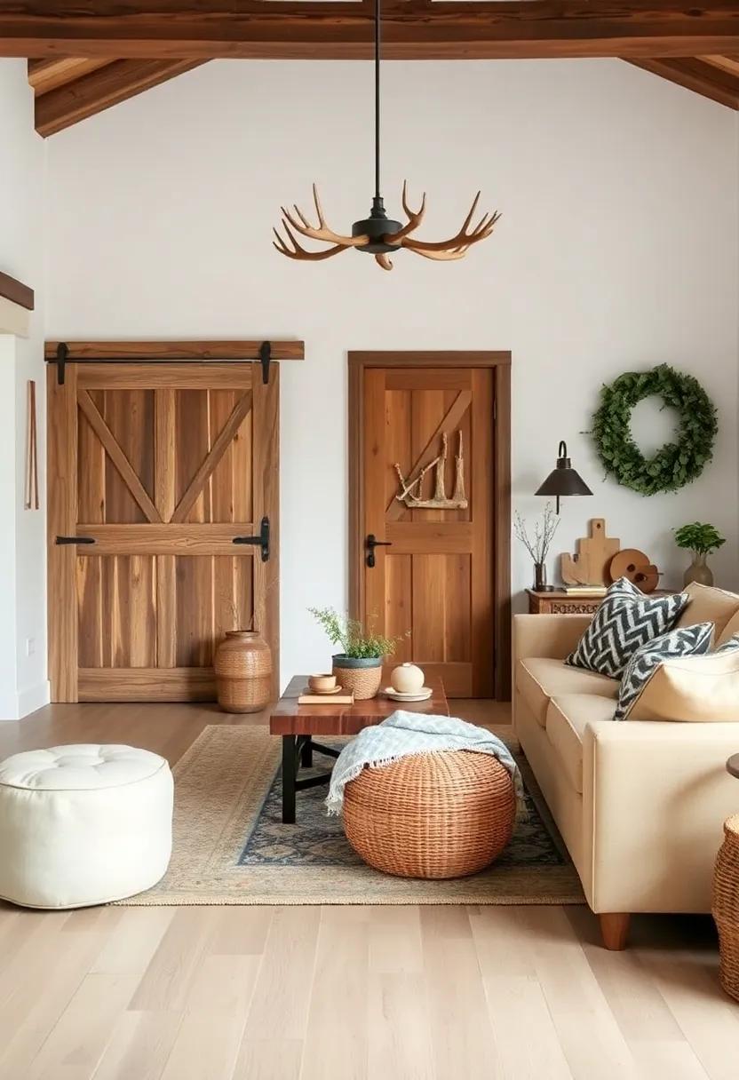 Rustic Accents: Integrate⁣ elements‍ like​ barn⁢ doors, antler decor, or woven baskets to infuse authentic rustic ⁢charm into⁣ the room