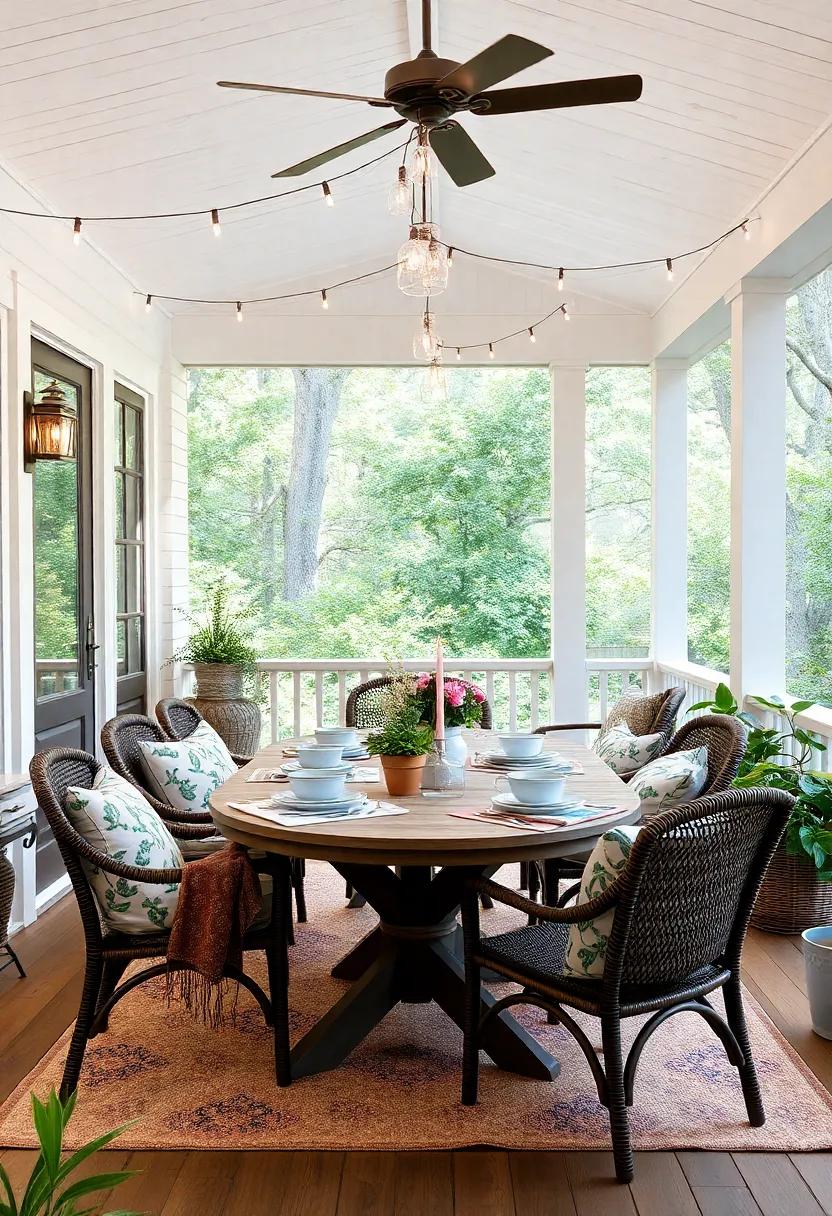 Integrate pillows that feature botanical prints to reinforce ⁤the connection with nature surrounding your screened porch