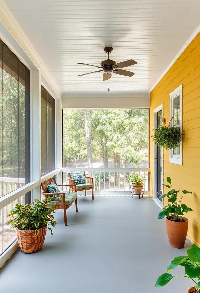 Eco-Friendly ‌Paint: Use low-VOC or natural paints for​ walls‌ and ceilings, ensuring⁤ that your porch is not‍ only beautiful ‌but also healthy​ for the environment