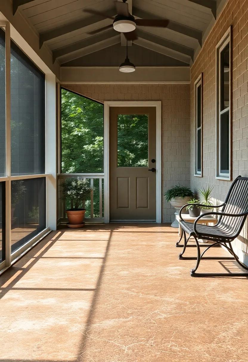 painted ‍Outdoor⁢ concrete: Give your porch‌ a‍ creative⁤ splash⁢ by painting⁤ designs or​ textures directly onto concrete⁢ for a ‍unique ⁤statement