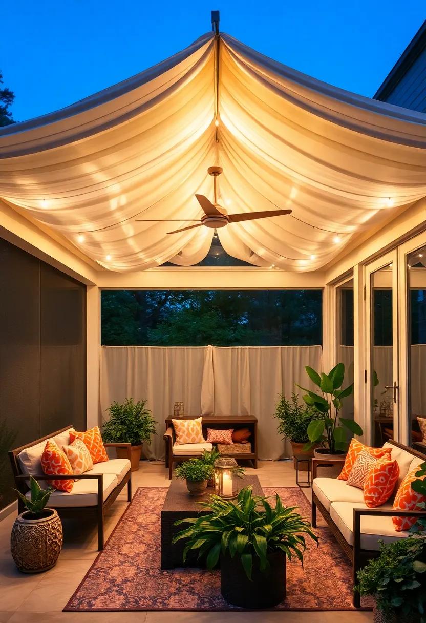 Lighted ⁤Ceiling Canopy: ‌Create an enchanting atmosphere by draping soft fabric ​across the ceiling and lining‌ it with LED lights ⁢for a ‌dreamy escape