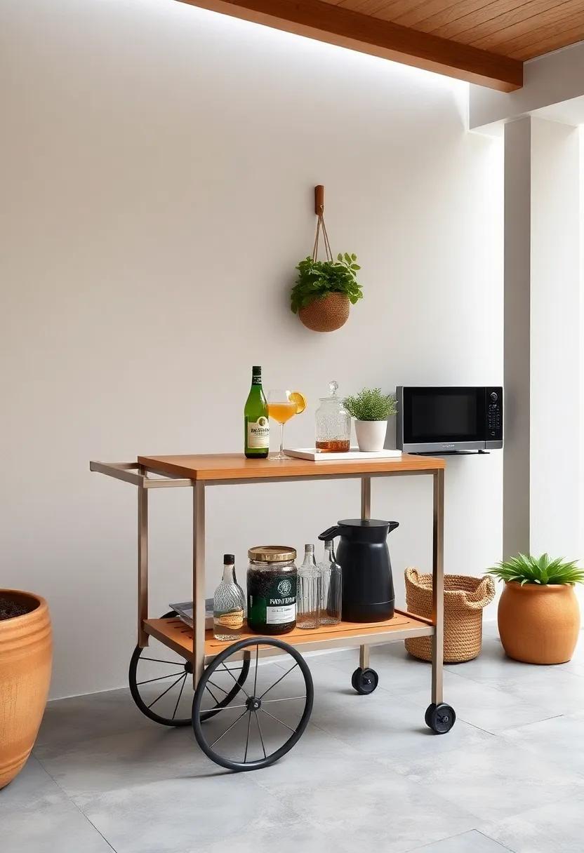 Bar Cart: Create a portable drink station with a bar cart that can easily be wheeled to⁣ your preferred outdoor gathering spot