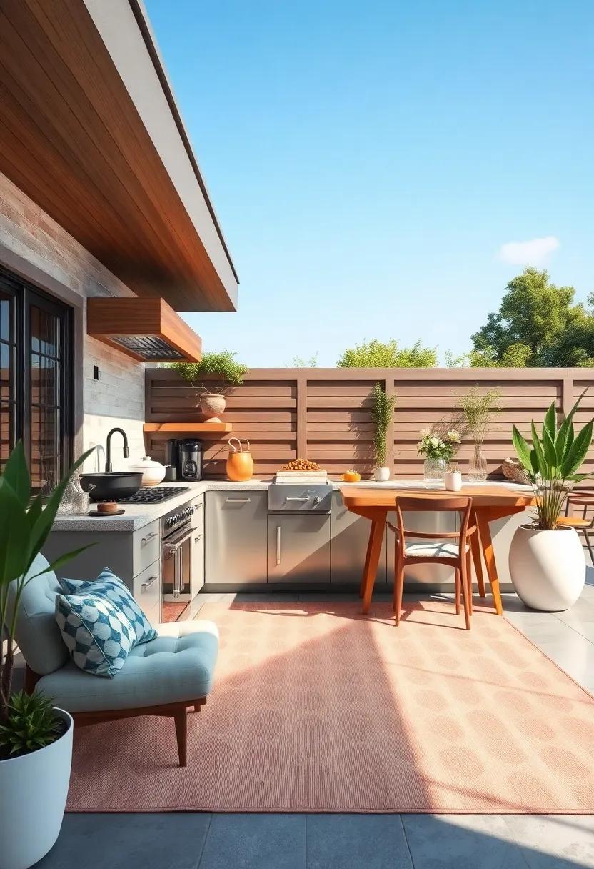 Outdoor Rug: Define your space and add a​ pop of ‍color with an ⁤outdoor rug that’s easy to clean and weather-resistant