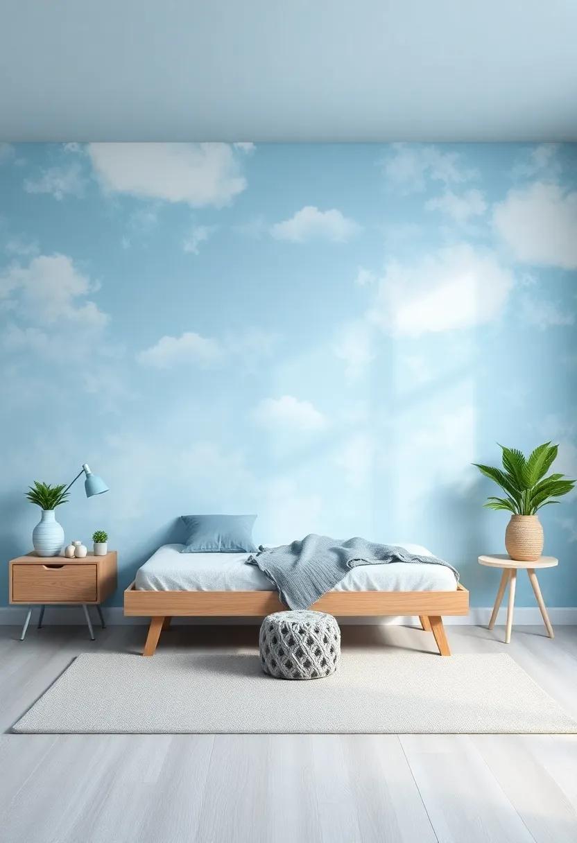 Textured Wallpapers: Consider using wallpaper with a ‌subtle texture or a sky-themed ⁢design on one ⁢wall to add a unique dimension to the⁣ room