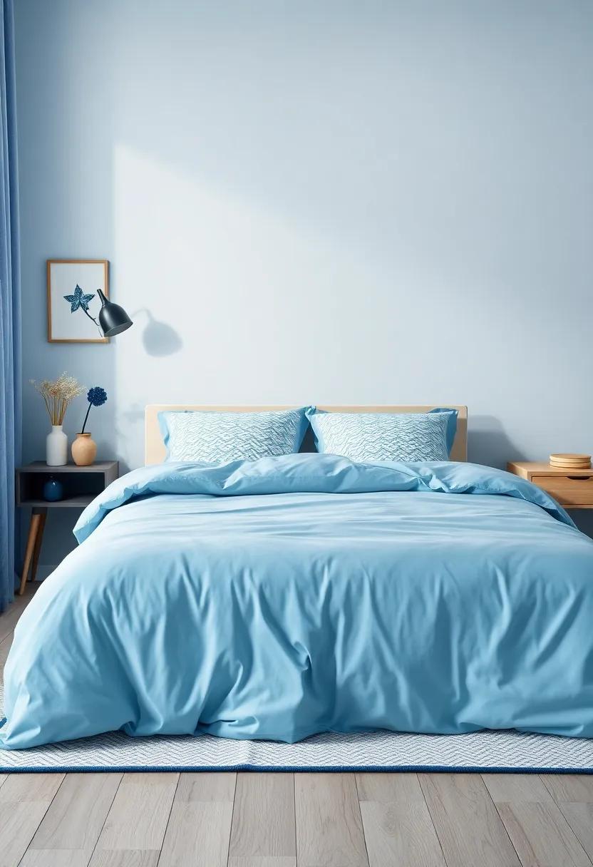Versatile Bedding: Opt‌ for a sky blue duvet and pillowcase set,⁣ pairing it with⁢ patterned sheets to introduce a layer ‍of personality and texture