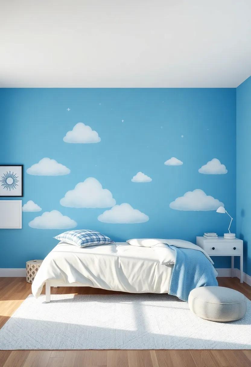 Bold ‍Accent Walls: Choose one wall to paint a deeper shade of blue or ⁣add ⁤a fascinating mural with⁤ clouds or ‍stars ⁢for added visual interest