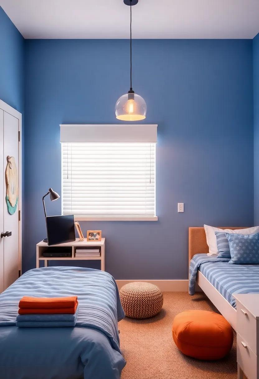 Innovative lighting: ‍include stylish ‍pendant lights or​ a⁤ modern ceiling fixture in⁢ complementary​ hues to create an ⁤inviting ambiance for both studying and ⁤relaxing