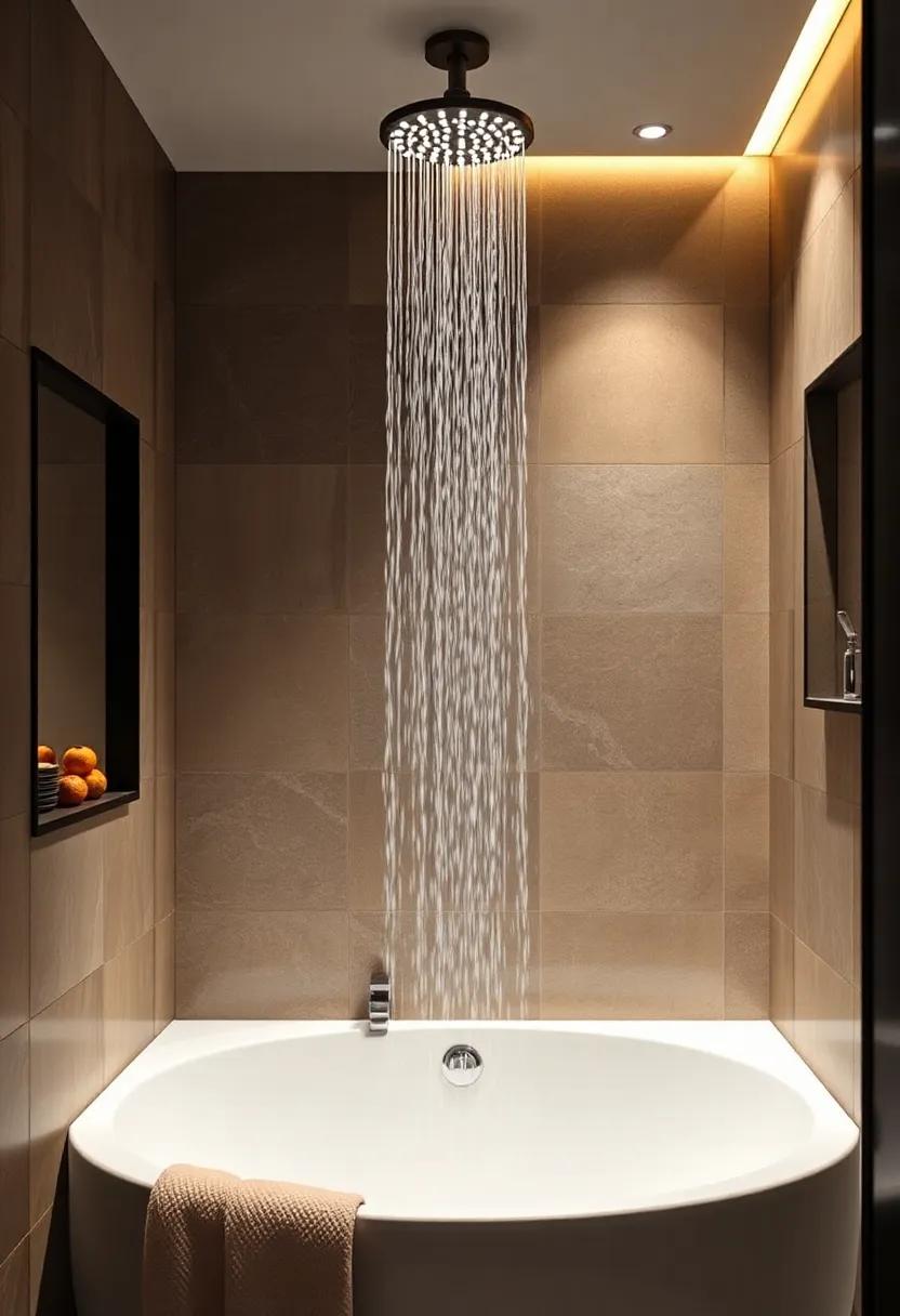 Rainfall Showerhead: Elevate your shower experience with a⁢ rainfall‍ showerhead that‌ provides a luxurious feel while ⁣conserving space