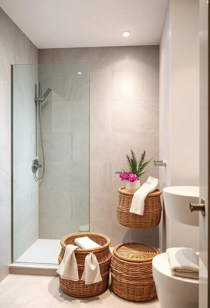 Spa-inspired Storage Baskets: ​Use beautiful wicker or decorative ​baskets ​for ​storage to ‍give a spa-like ambiance while keeping things organized