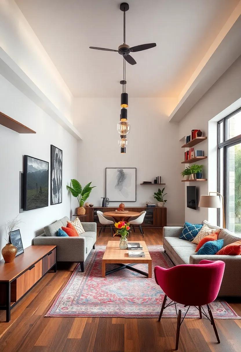 Use ‌Vertical Space ‌Wisely: Install tall shelves that reach the ceiling to display art, ⁢books, or plants, drawing the eye upward and adding depth to the room