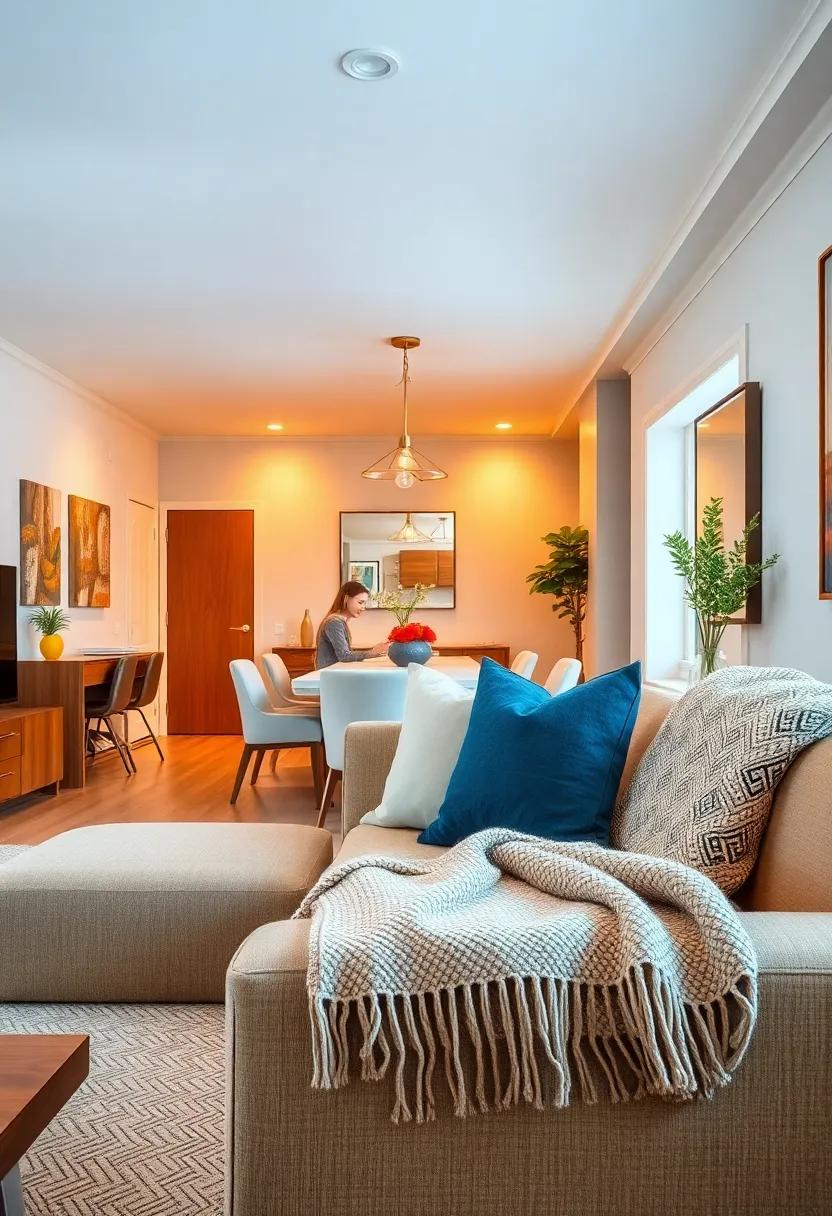 Accent with Cozy Textiles: Layer soft ⁢throw⁤ pillows and a​ textured throw‌ blanket on your sofa to add warmth ​and a touch ⁢of comfort to your living room