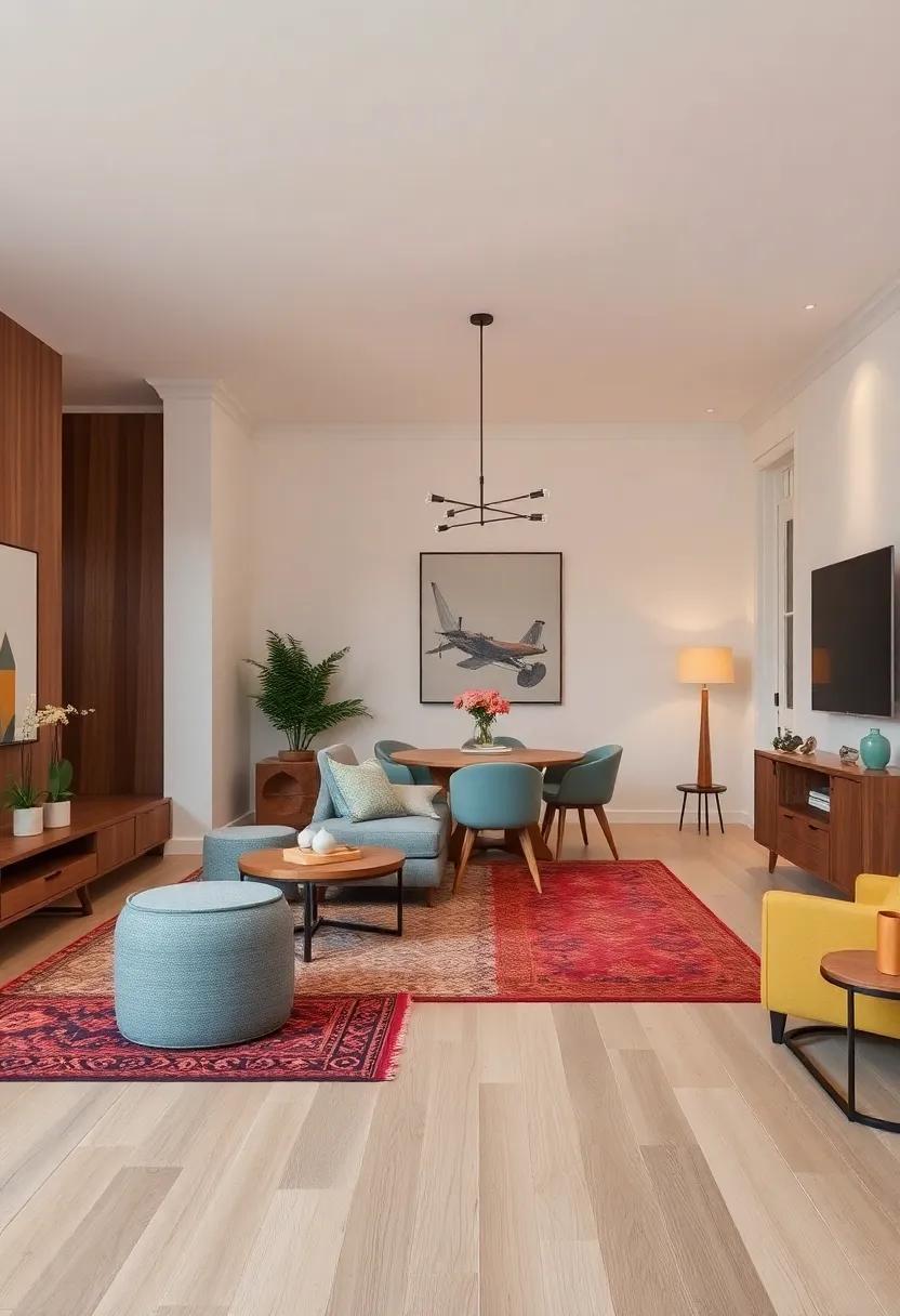 Designate Zones: Use area rugs to create visual divisions between the living ⁤and dining areas, establishing distinct spaces without constructing physical barriers