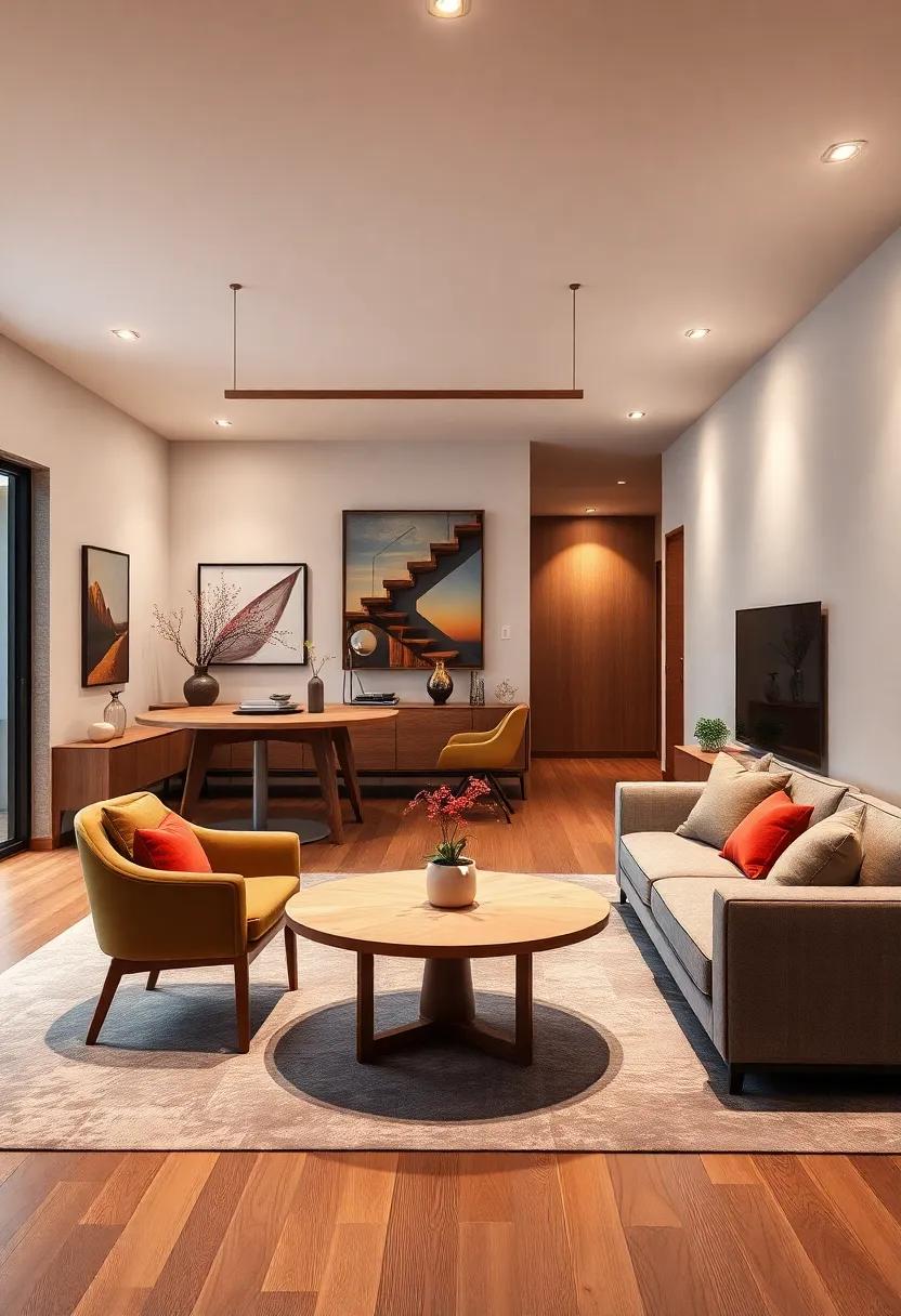 Use Round Furniture: Opting for a round dining‌ table‌ and circular coffee table⁤ can soften the look of the room and allow for easier movement in tight spaces