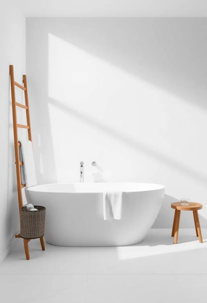 Choose a stylish ladder‌ for towel storage, adding vertical lines that draw the eye upward and create​ visual interest