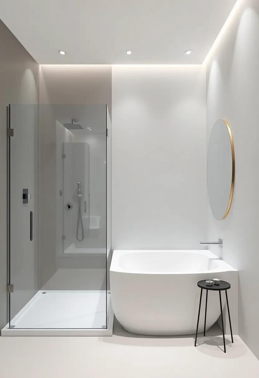 Design a wet ‌room concept with an‌ open layout, blending the shower and ‌bath for a streamlined, chic effect