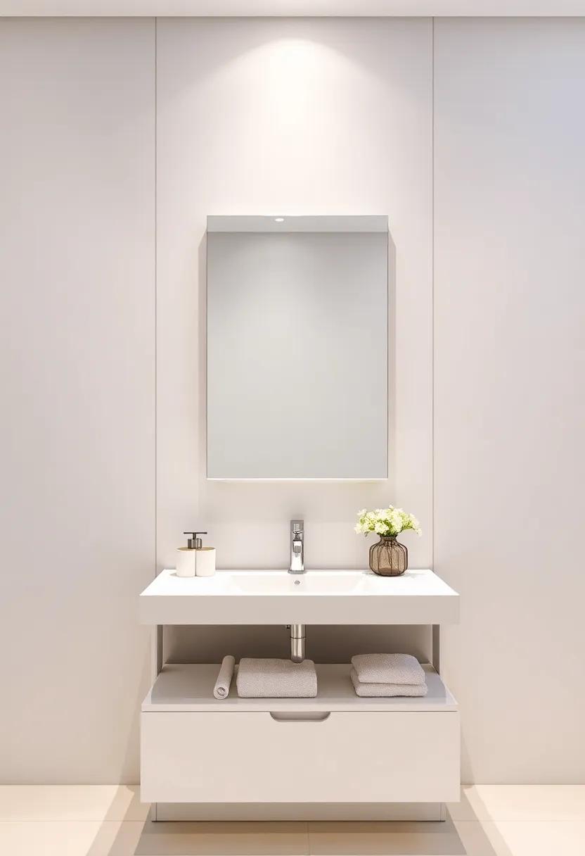 Utilize a fold-down vanity mirror that can be tucked away to ⁣free up space when not in‌ use