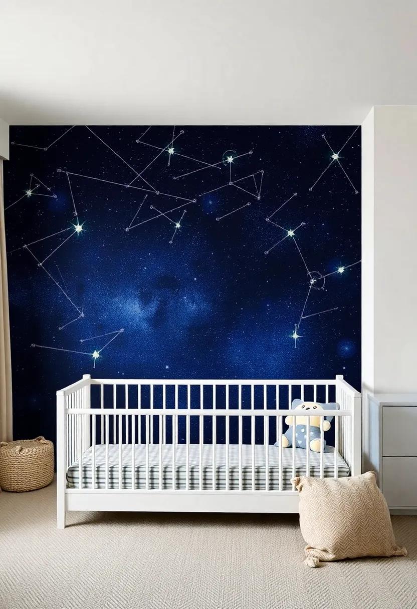 Dreamy Night sky Murals:⁢ Transform ⁣the walls with​ a stunning ⁤mural⁢ depicting a starry night, complete with⁣ twinkling stars ‌and glowing constellations