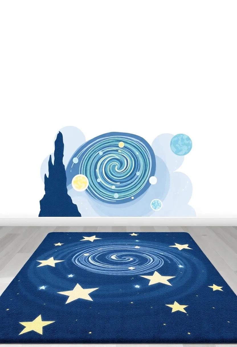 Playful⁣ Floor Rug: use a⁣ rug that features‌ a ​swirling galaxy or a path of stars to provide a whimsical spot⁣ for play and exploration