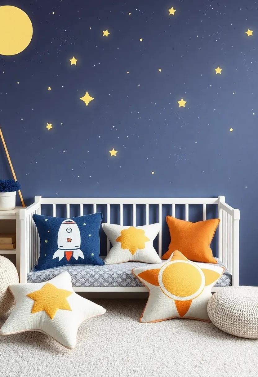 Space ⁣Explorer Decorative Pillows: Add‌ whimsical pillows shaped like rockets, stars, or planets that are perfect‌ for ‌storytime and cozy cuddles