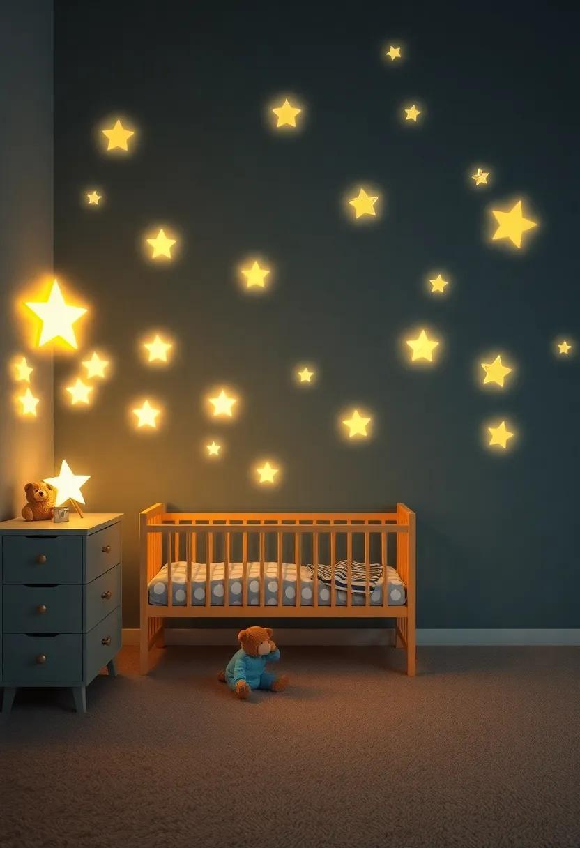 Starry Night⁣ Nightlights: ‌Install​ soft, star-shaped nightlights that not ‌only illuminate but also ​cast enchanting⁢ shadows⁣ on the ‌walls