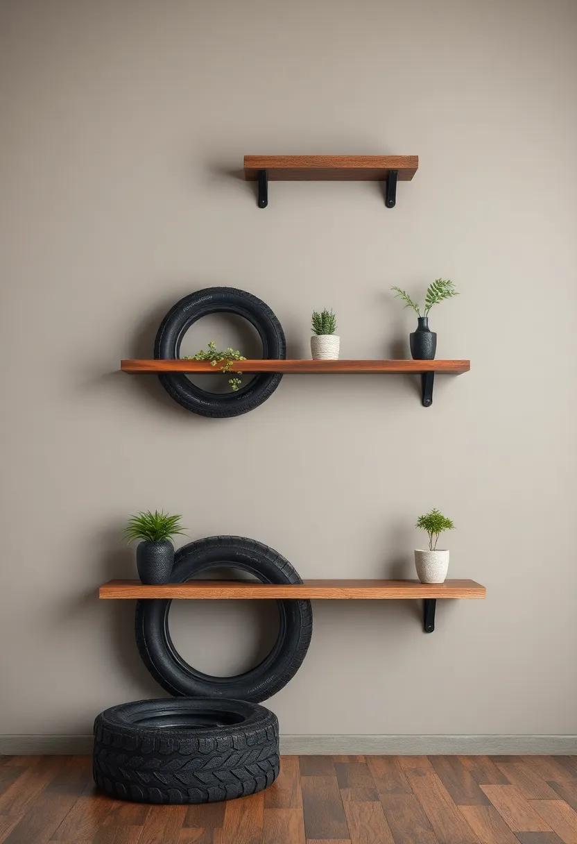 recycled⁤ Tire ‍Wall Gurus: Create wall art or shelves using recycled ⁣tires, bringing ‍an ⁢industrial yet⁣ eclectic vibe to your⁤ home